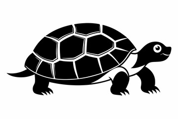 box turtle silhouette line art vector illustration