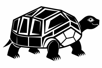 box turtle silhouette line art vector illustration