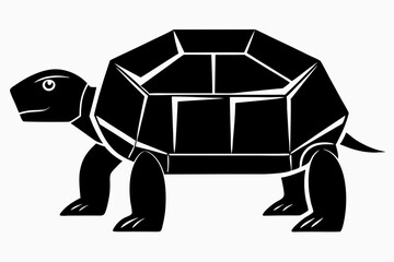 box turtle silhouette line art vector illustration