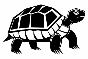 box turtle silhouette line art vector illustration