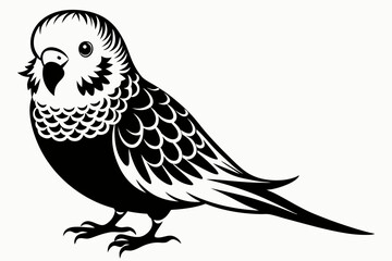 budgerigar silhouette line art vector illustration