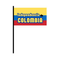 Ilustración vectorial de bandera nacional de Colombia con la frase Independencia de Colombia sobre fondo transparente.   - 1