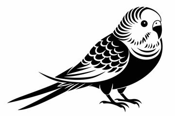 Fototapeta premium budgerigar silhouette line art vector illustration