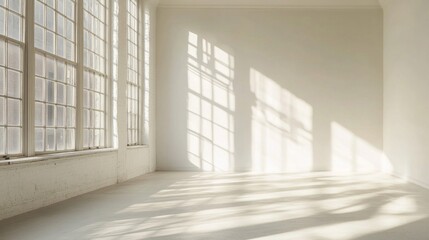 Bright Sunlight Streaming Through Windows in White Room
