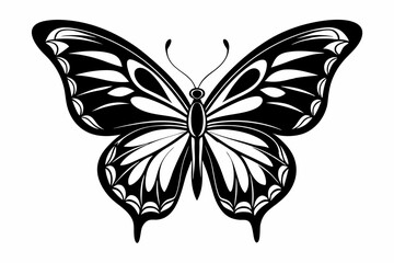 butterfly silhouette line art vector illustration