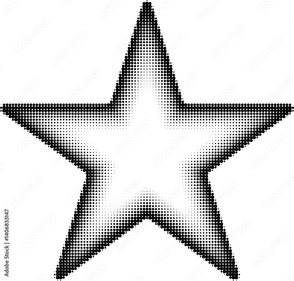 Sticker abstract star shaped frame created with halftone dots, adding a dynamic and creative touch to visual