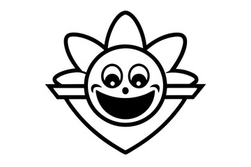 Funny Cartoon Character Logo Template Circular Silhouette for Branding and Advertising	