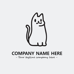 Cat illustration black and white for logo company vector image