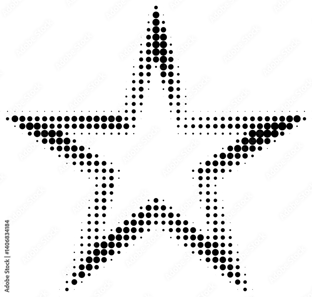 Wall mural abstract star shaped frame created with halftone dots, adding a dynamic and creative touch to visual