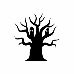creative details Haunted Tree Icon Vector Illustration