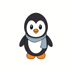  a black and white penguin with a tiny scarf.
