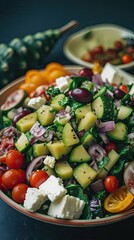 Classic Mediterranean Salad with Cucumber, Olives, Feta & Cherry Tomatoes