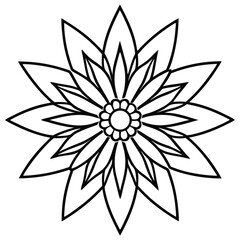 Minimalist Floral Burst Mandala Icon Radiating Vector Illustration, Floral, Burst, Mandala, Radiating, Minimalist