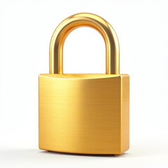 Naklejka premium Brass padlock, gold security symbol, cutout object isolated on transparent background