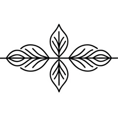 Minimalist Leafy Damask Divider Icon Horizontal Vector Illustration, Damask, Leafy, Divider, Icon, Horizontal