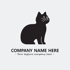 Cat illustration black and white for logo company vector image