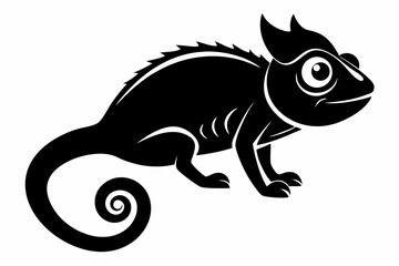 chameleon silhouette line art vector illustration