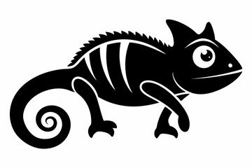 chameleon silhouette line art vector illustration