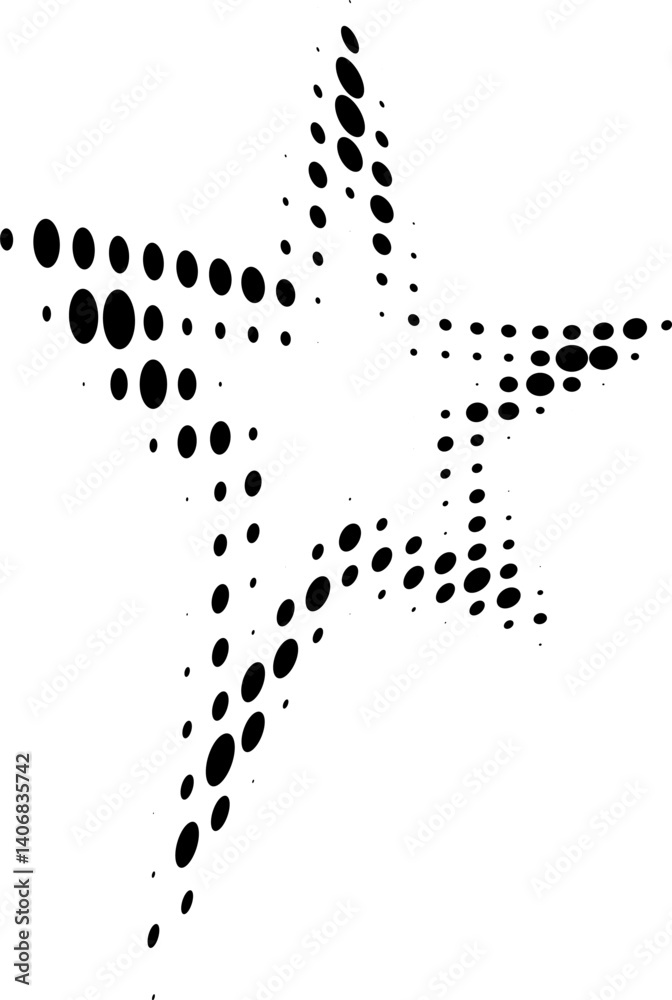 Wall mural abstract star shaped frame created with halftone dots, adding a dynamic and creative touch to visual