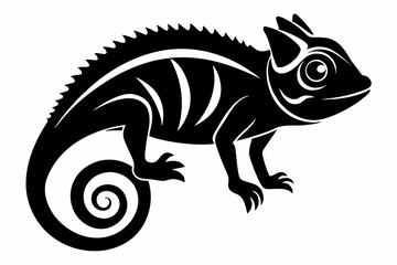 chameleon silhouette line art vector illustration