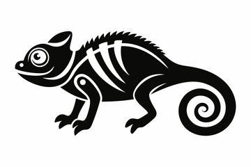 chameleon silhouette line art vector illustration