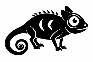 chameleon silhouette line art vector illustration