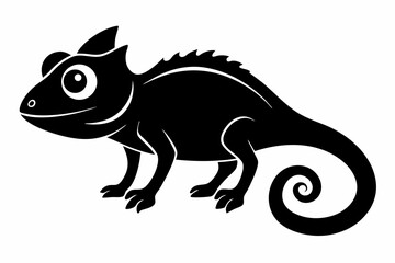 chameleon silhouette line art vector illustration