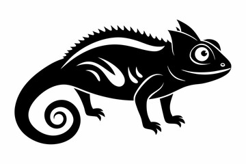 chameleon silhouette line art vector illustration