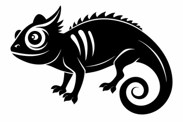 chameleon silhouette line art vector illustration