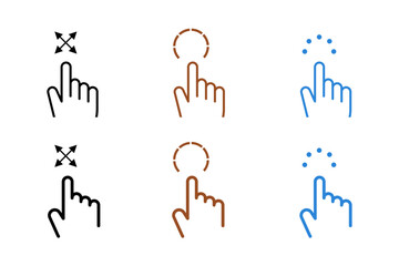 Mouse cursor click editable stroke outline icon. Loading icons set. Cursor icon. Mouse click cursor collection. Flat vector illustration. Pixel perfect