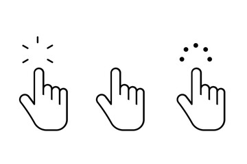 Mouse cursor click editable stroke outline icon. Loading icons set. Cursor icon. Mouse click cursor collection. Flat vector illustration. Pixel perfect