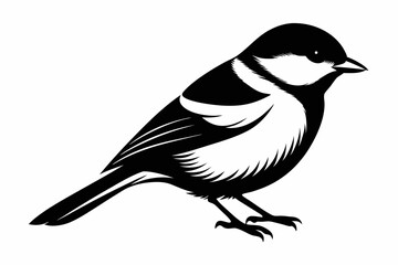 chickadee silhouette line art vector illustration