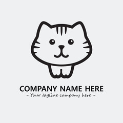 Cat illustration black and white for logo company vector image
