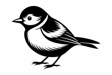chickadee silhouette line art vector illustration
