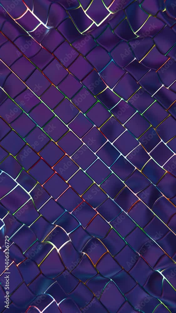 Aufkleber A rippling mosaic of fluid squares in rich purple hues, creating illusions of a wave pattern that merges technology and synergy for a sleek, futuristic design.