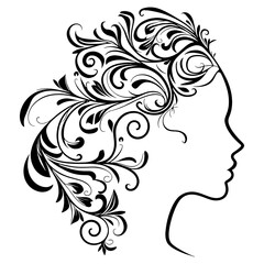Fototapeta premium Luxury beauty salon barber hairstyle logo illustration abstract SVG transparent background.