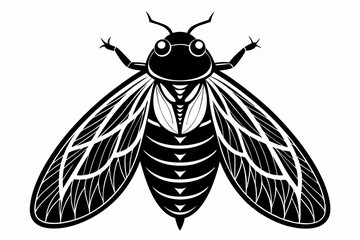 cicada silhouette line art vector illustration