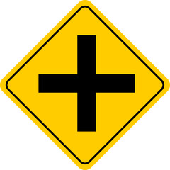 Traffic Signs and Rules 1  Crossroads Ahead Yellow Sign