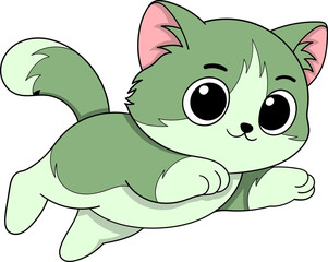 Cute Cartoon Cat Jumping Illustration