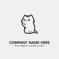 Cat illustration black and white for logo company vector image