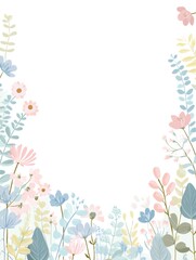 Delicate floral border featuring pastel colored flowers and leaves, perfect for adding a touch of elegance to designs