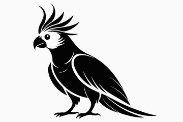 cockatoo silhouette line art vector illustration