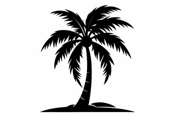 coconut tree silhouette line art vector illustration