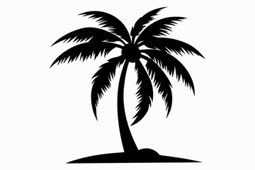 coconut tree silhouette line art vector illustration