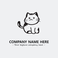 Cat illustration black and white for logo company vector image