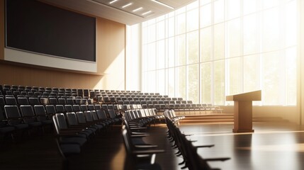 Graduation-ready auditorium with natural lighting