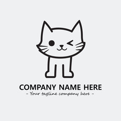 Cat illustration black and white for logo company vector image