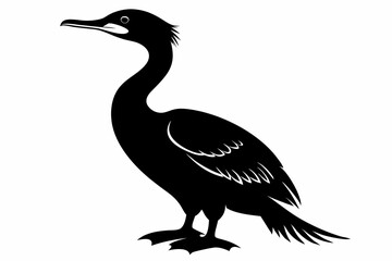 cormorant silhouette line art vector illustration