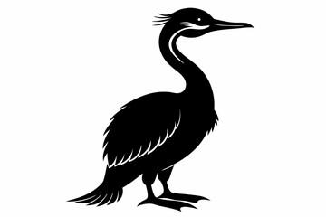 cormorant silhouette line art vector illustration