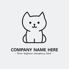 Cat illustration black and white for logo company vector image